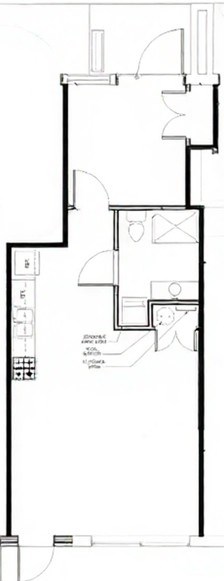 Floor plan for 1 bed, 1 bath, 450 sqft
